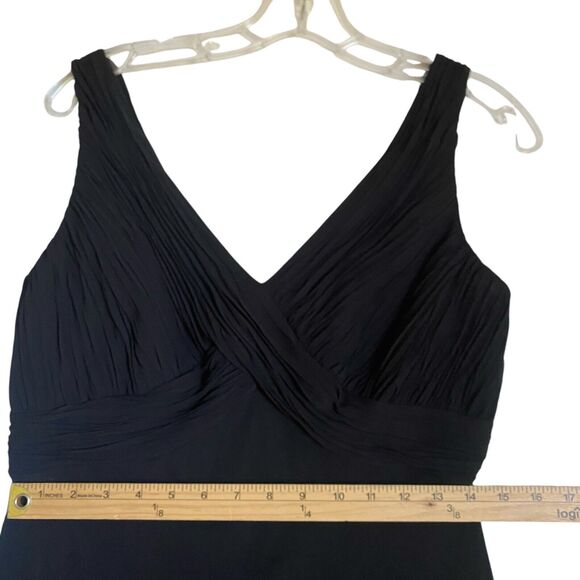 Chaps Midi A-line Dress 8 Black V-neck Draped Sleeveless Party Whimsygoth Fairy - Picture 5 of 8